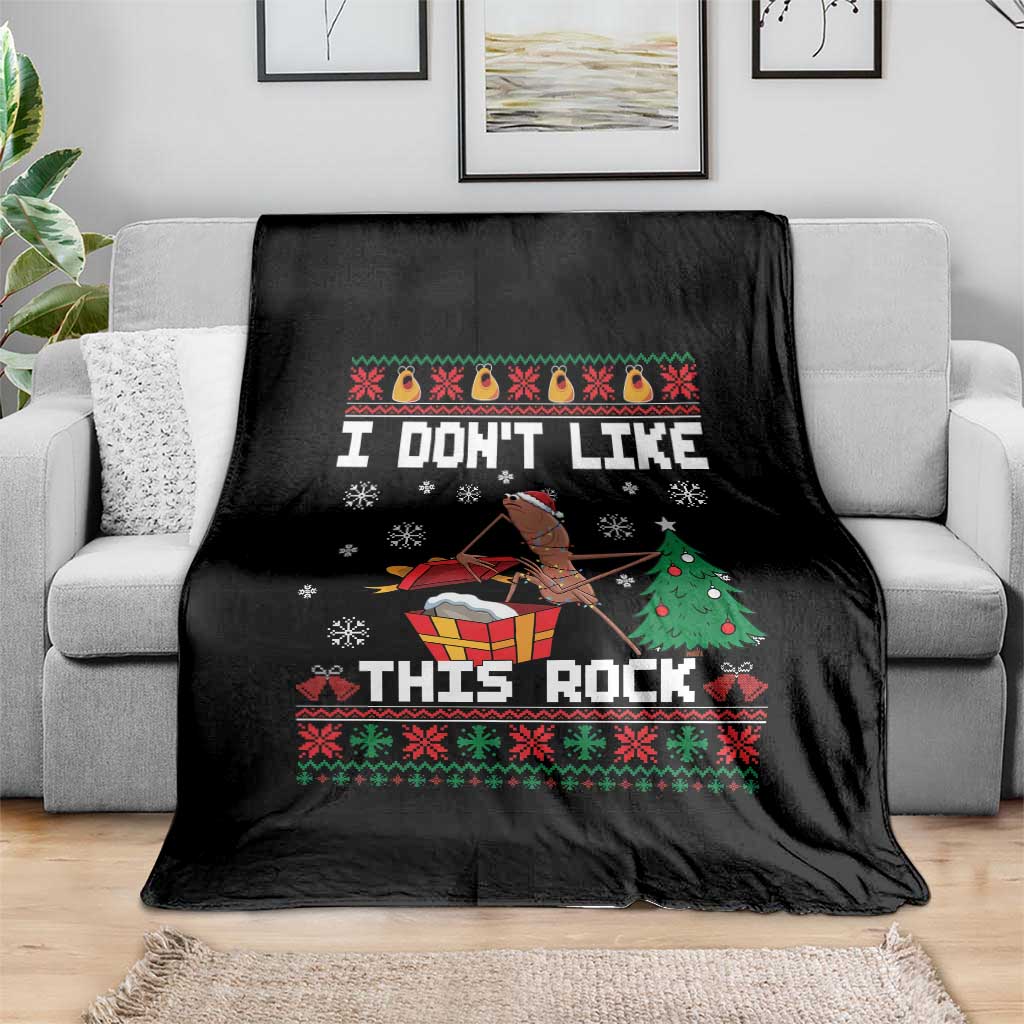 Marcus The Worm Christmas Meme Throw Blanket I Do Not Like This Rock TS14 Print Your Wear