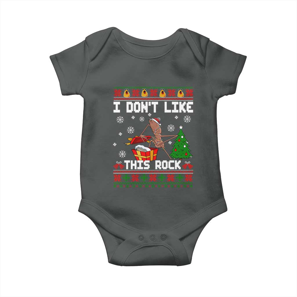 Marcus The Worm Christmas Meme Baby Onesie I Do Not Like This Rock TS14 Dark Heather Print Your Wear