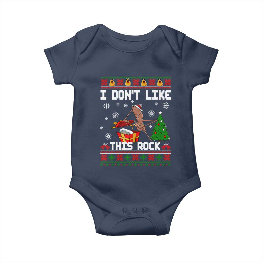 Marcus The Worm Christmas Meme Baby Onesie I Do Not Like This Rock TS14 Navy Print Your Wear