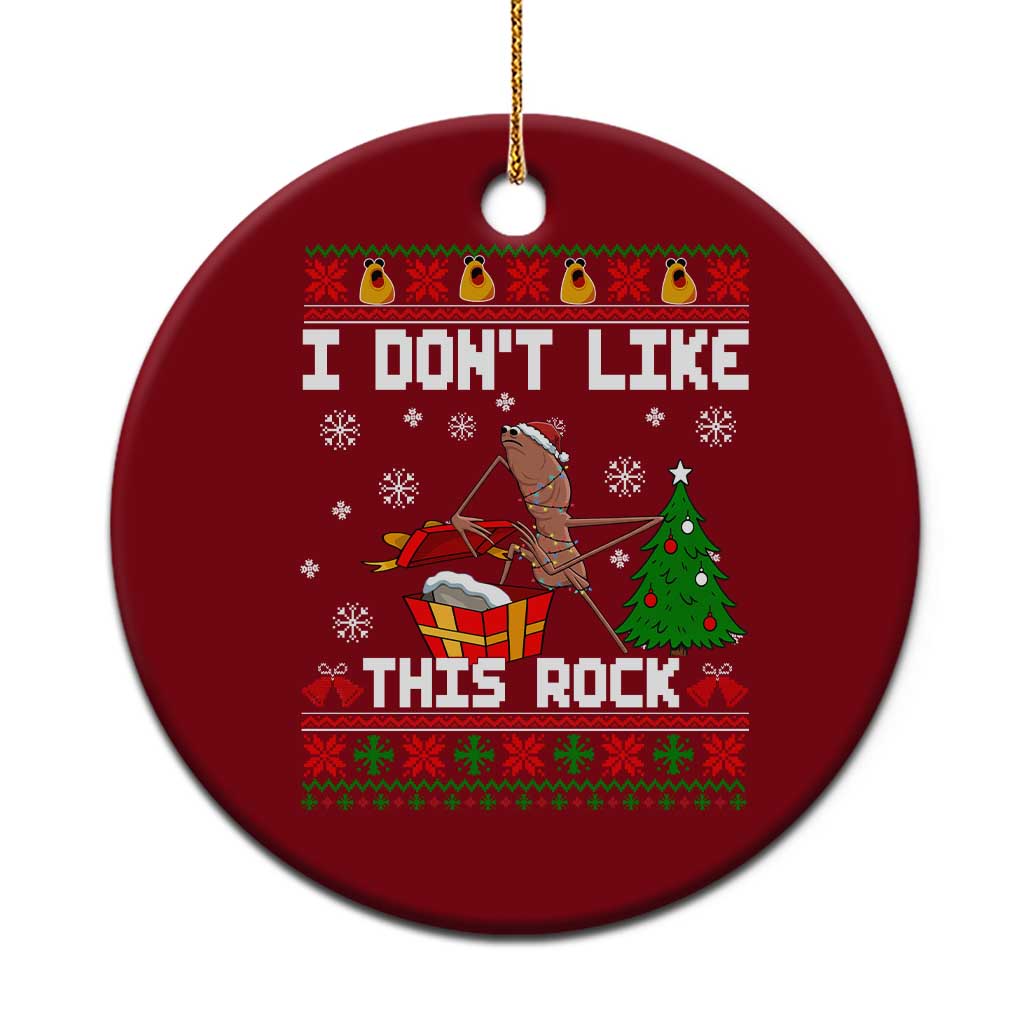 Marcus The Worm Christmas Meme Ceramic Ornament I Do Not Like This Rock - Print Your Wear