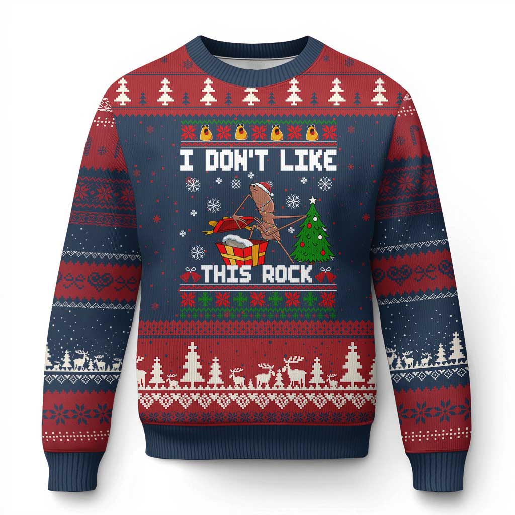 Marcus The Worm Xmas Meme Ugly Christmas Sweater I Do Not Like This Rock TS14 Navy Red Print Your Wear