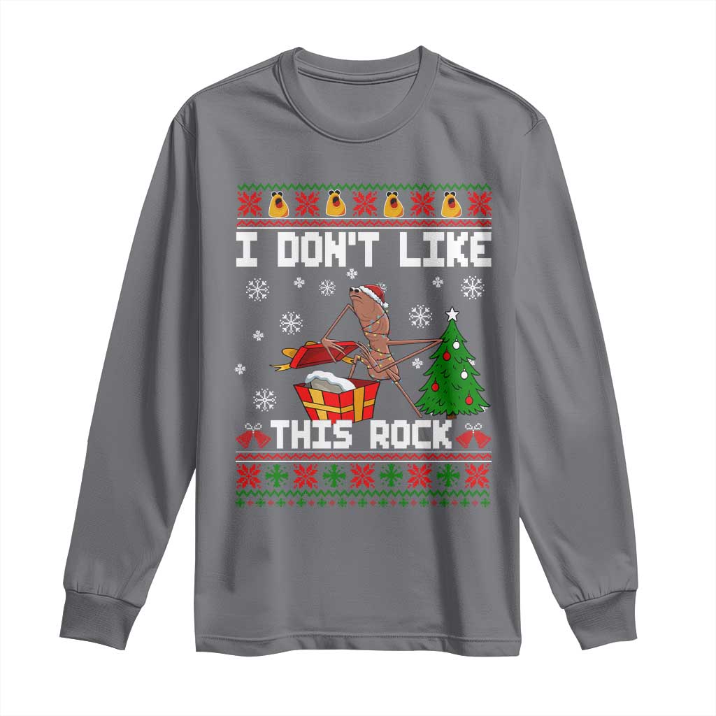 Marcus The Worm Christmas Meme Long Sleeve Shirt I Do Not Like This Rock TS14 Charcoal Print Your Wear