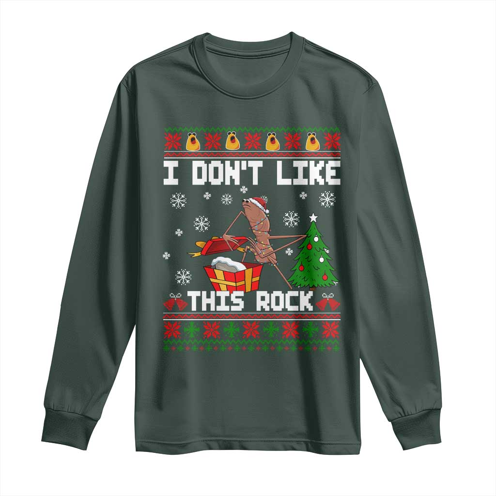 Marcus The Worm Christmas Meme Long Sleeve Shirt I Do Not Like This Rock TS14 Dark Forest Green Print Your Wear