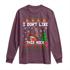 Marcus The Worm Christmas Meme Long Sleeve Shirt I Do Not Like This Rock TS14 Maroon Print Your Wear