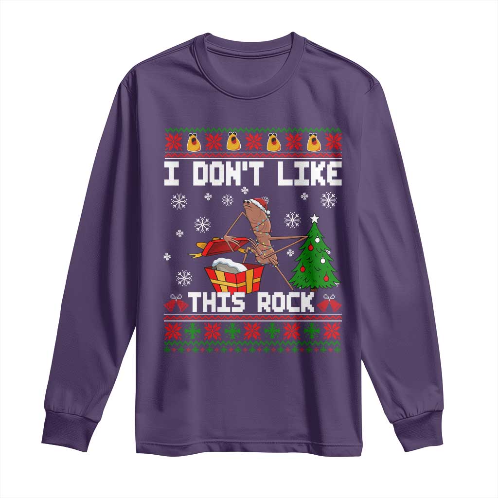 Marcus The Worm Christmas Meme Long Sleeve Shirt I Do Not Like This Rock TS14 Purple Print Your Wear