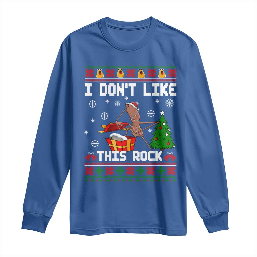 Marcus The Worm Christmas Meme Long Sleeve Shirt I Do Not Like This Rock TS14 Royal Blue Print Your Wear