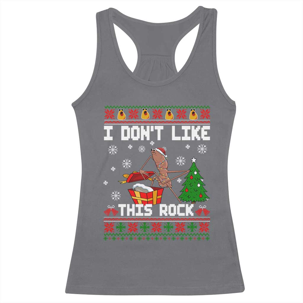 Marcus The Worm Christmas Meme Racerback Tank Top I Do Not Like This Rock TS14 Charcoal Print Your Wear
