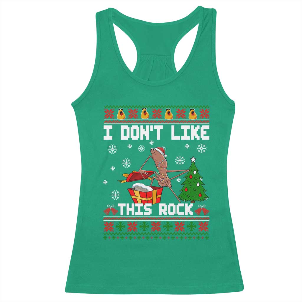 Marcus The Worm Christmas Meme Racerback Tank Top I Do Not Like This Rock TS14 Irish Green Print Your Wear