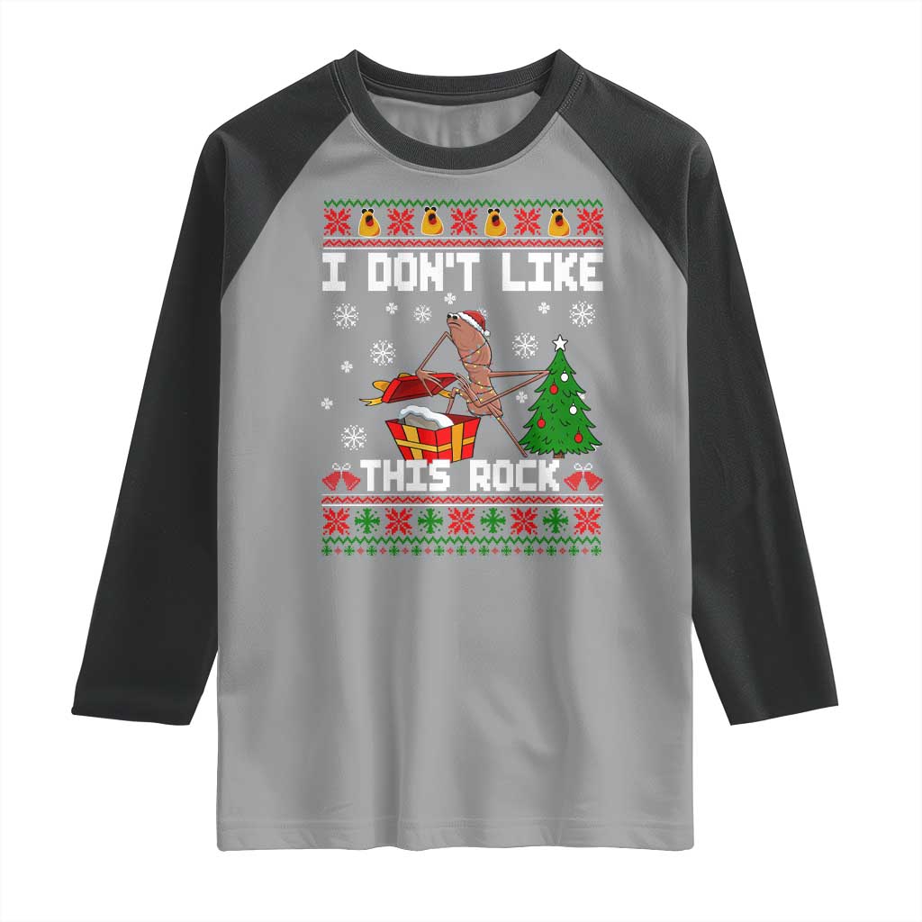 Marcus The Worm Christmas Meme Raglan Shirt I Do Not Like This Rock TS14 Sport Gray Black Print Your Wear