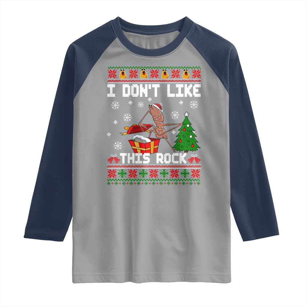 Marcus The Worm Christmas Meme Raglan Shirt I Do Not Like This Rock TS14 Sport Gray Navy Print Your Wear