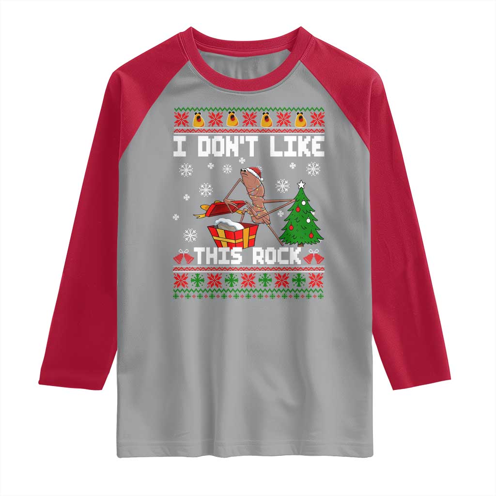 Marcus The Worm Christmas Meme Raglan Shirt I Do Not Like This Rock TS14 Sport Gray Red Print Your Wear