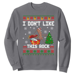 Marcus The Worm Christmas Meme Sweatshirt I Do Not Like This Rock TS14 Charcoal Print Your Wear