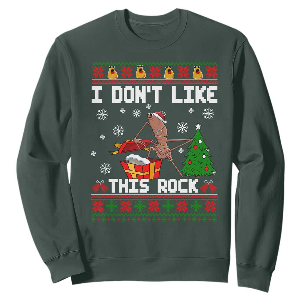 Marcus The Worm Christmas Meme Sweatshirt I Do Not Like This Rock TS14 Dark Forest Green Print Your Wear