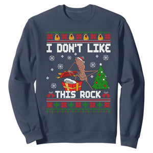 Marcus The Worm Christmas Meme Sweatshirt I Do Not Like This Rock TS14 Navy Print Your Wear