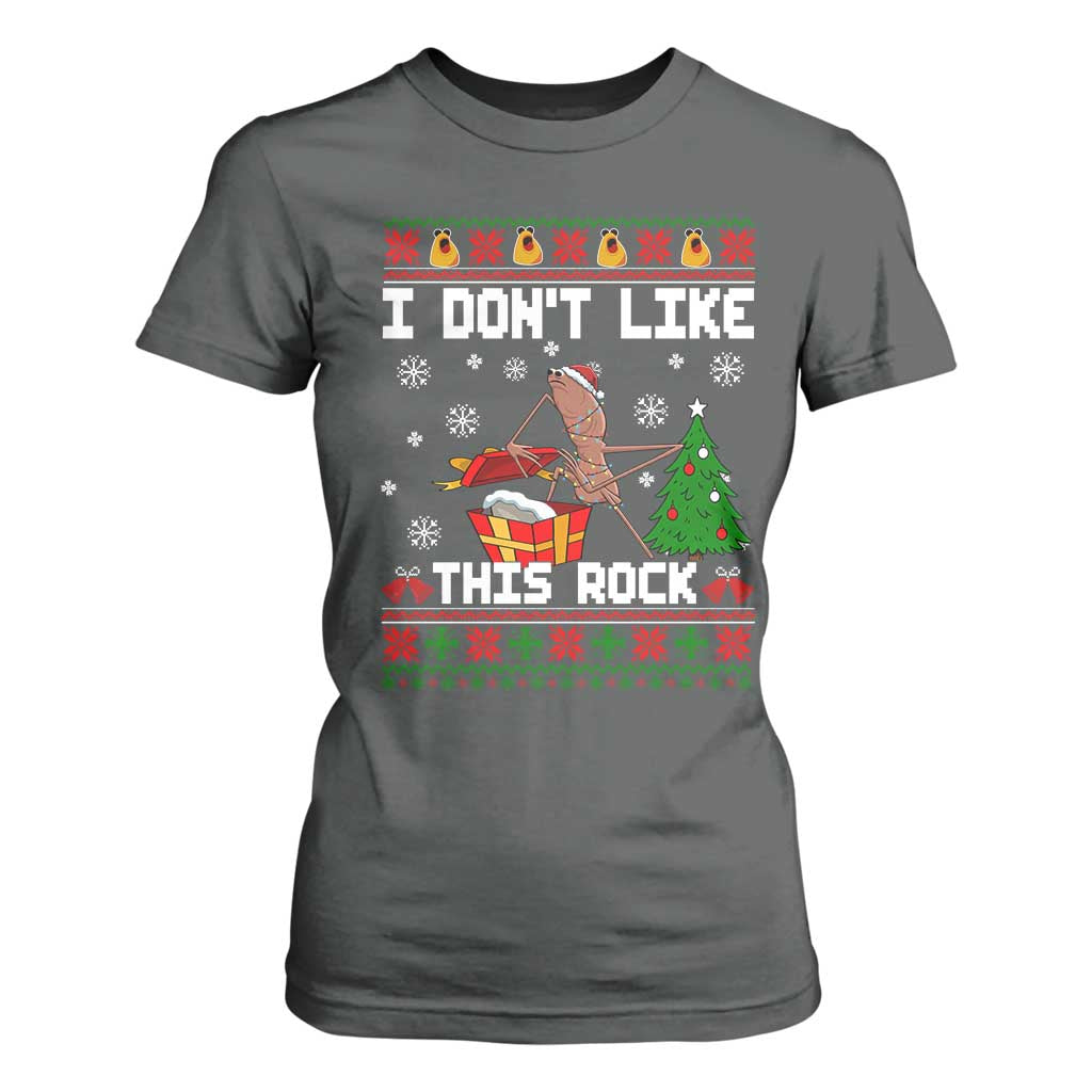 Marcus The Worm Christmas Meme T Shirt For Women I Do Not Like This Rock TS14 Dark Heather Print Your Wear