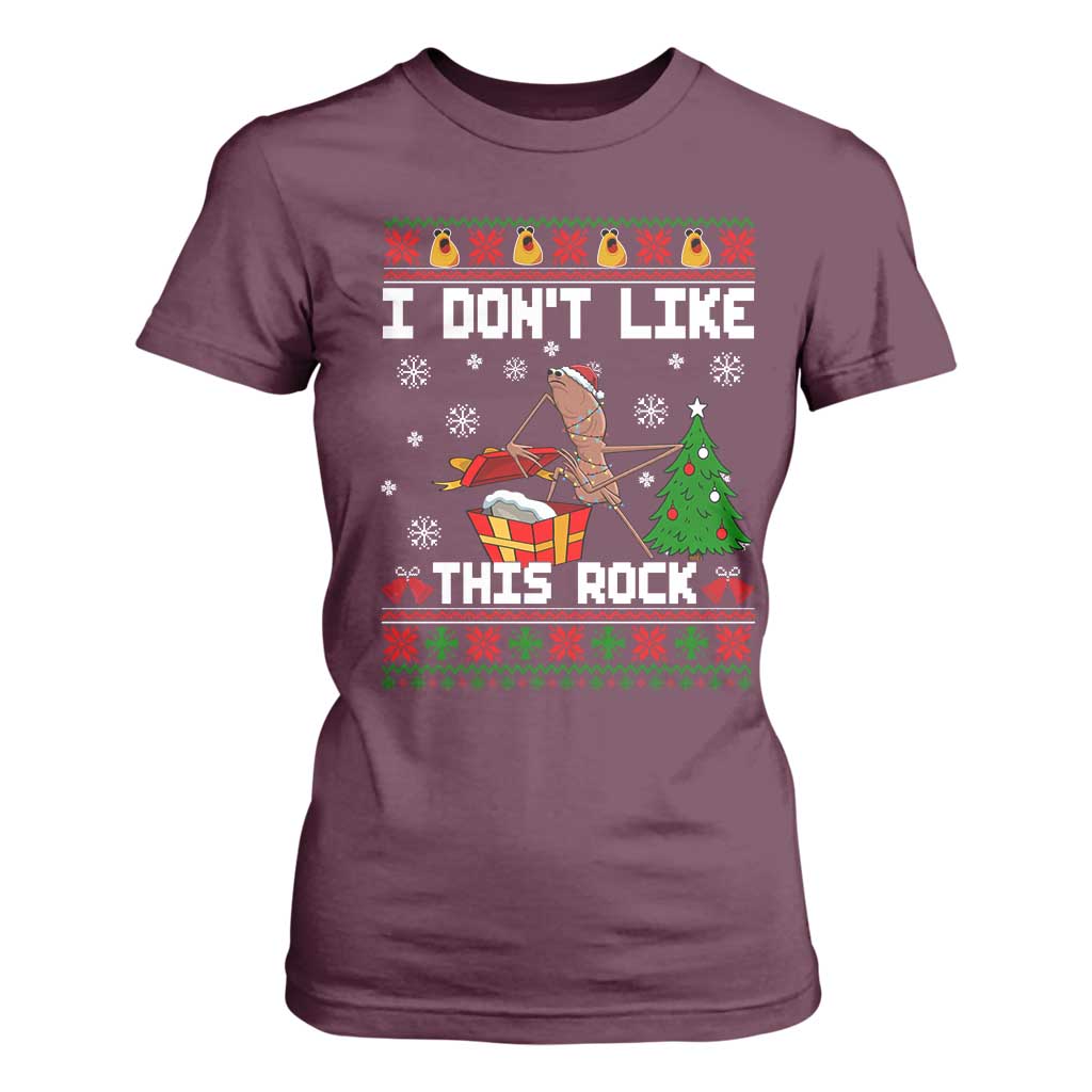 Marcus The Worm Christmas Meme T Shirt For Women I Do Not Like This Rock TS14 Maroon Print Your Wear
