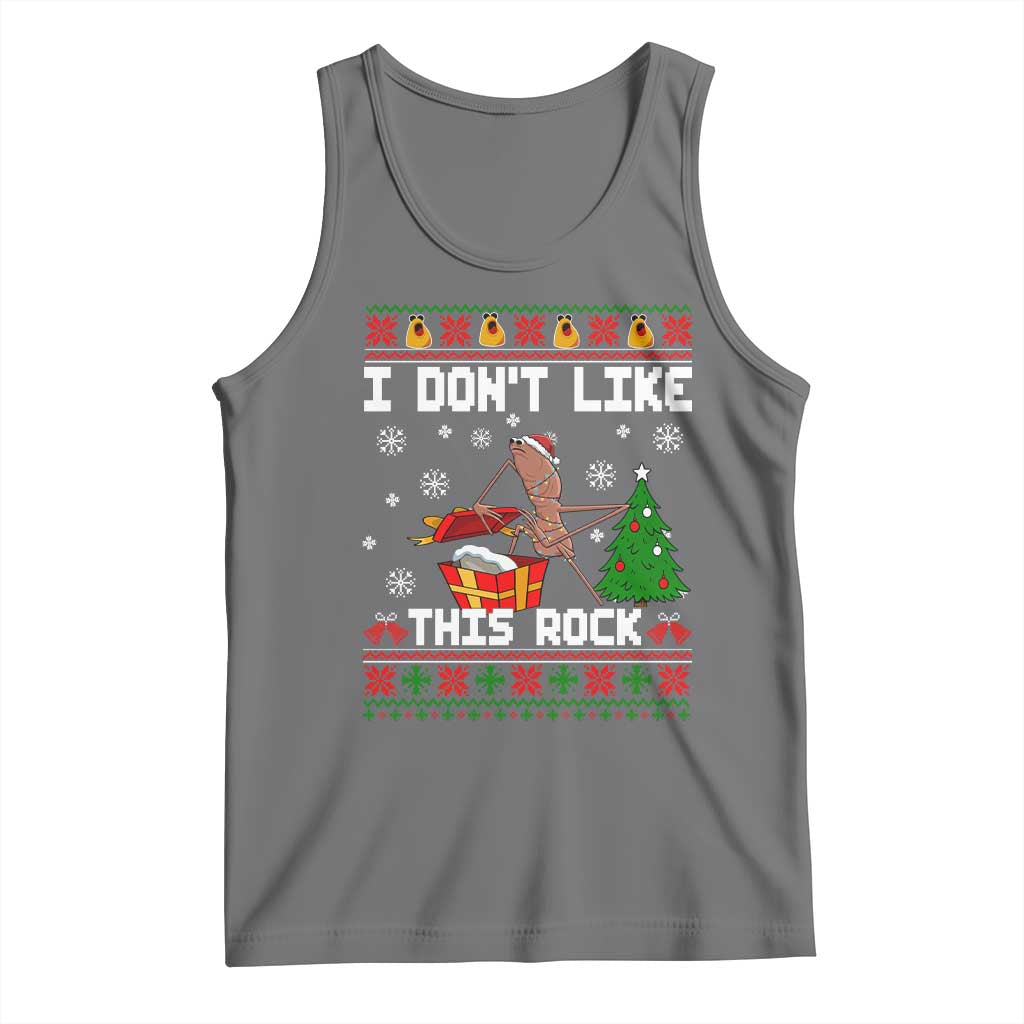Marcus The Worm Christmas Meme Tank Top I Do Not Like This Rock TS14 Black Heather Print Your Wear