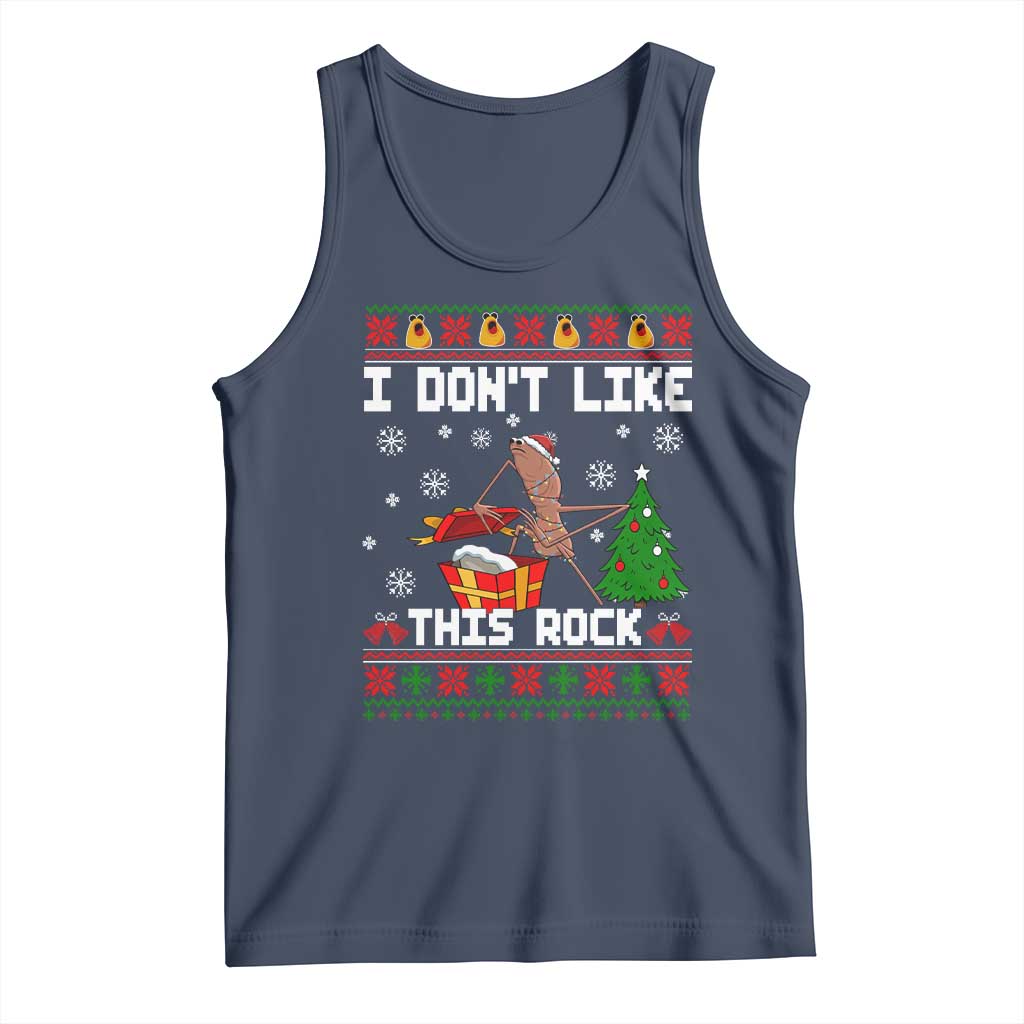 Marcus The Worm Christmas Meme Tank Top I Do Not Like This Rock TS14 Navy Print Your Wear