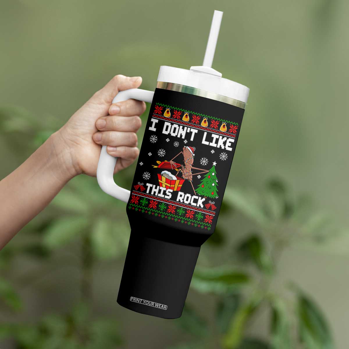 Marcus The Worm Christmas Meme Tumbler With Handle I Do Not Like This Rock TS14 Print Your Wear