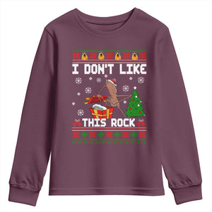 Marcus The Worm Christmas Meme Youth Sweatshirt I Do Not Like This Rock TS14 Maroon Print Your Wear