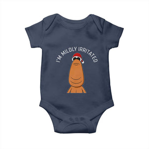 Marcus The Worm Christmas Meme Baby Onesie I Am Mildly Irritated TS14 Navy Print Your Wear