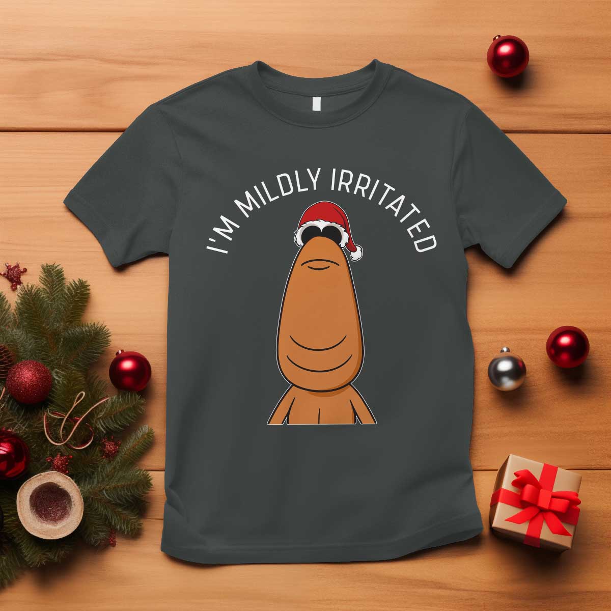 Marcus The Worm Christmas Meme T Shirt I Am Mildly Irritated TS14 Dark Heather Print Your Wear