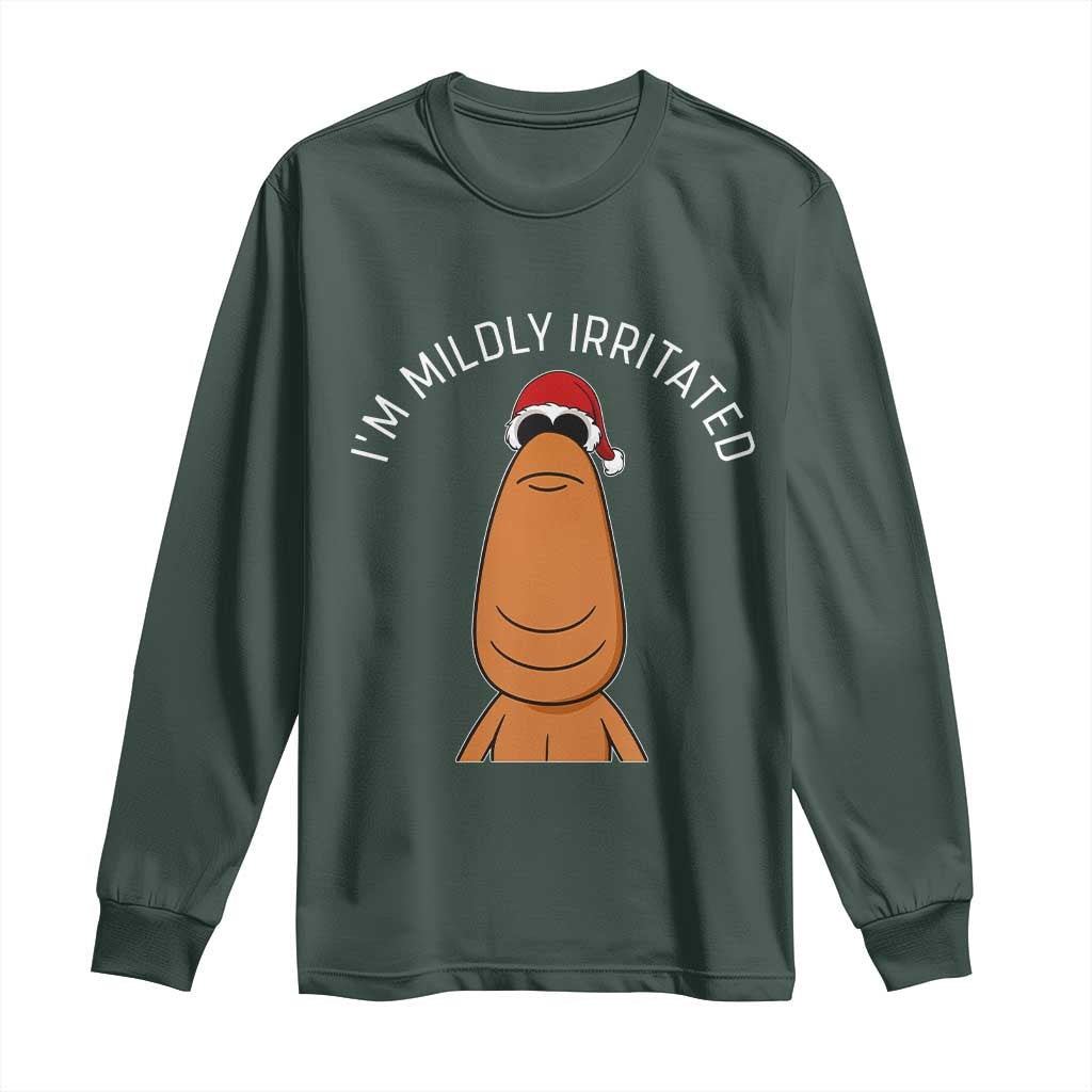 Marcus The Worm Christmas Meme Long Sleeve Shirt I Am Mildly Irritated TS14 Dark Forest Green Print Your Wear