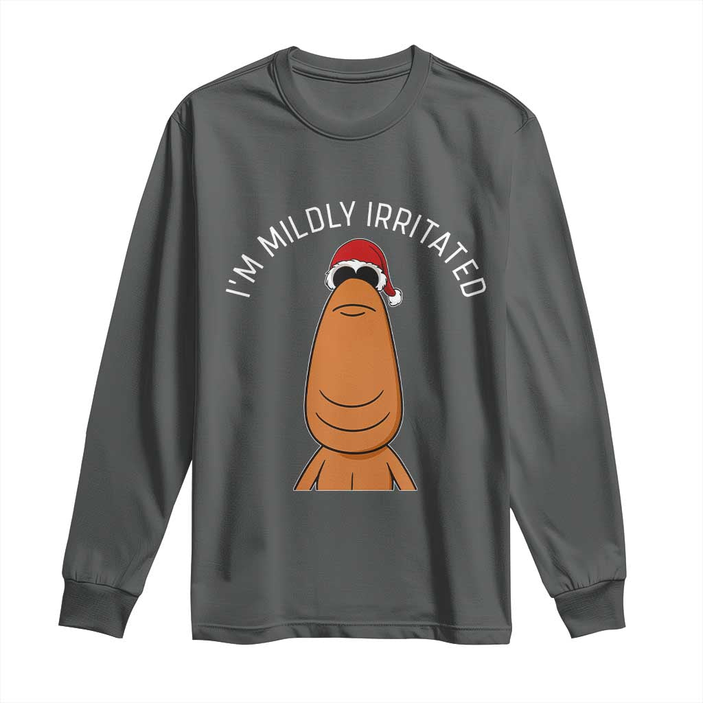 Marcus The Worm Christmas Meme Long Sleeve Shirt I Am Mildly Irritated TS14 Dark Heather Print Your Wear