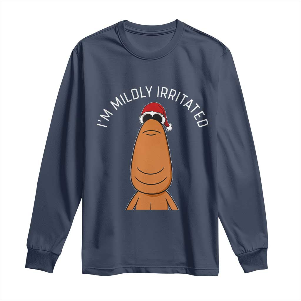 Marcus The Worm Christmas Meme Long Sleeve Shirt I Am Mildly Irritated TS14 Navy Print Your Wear