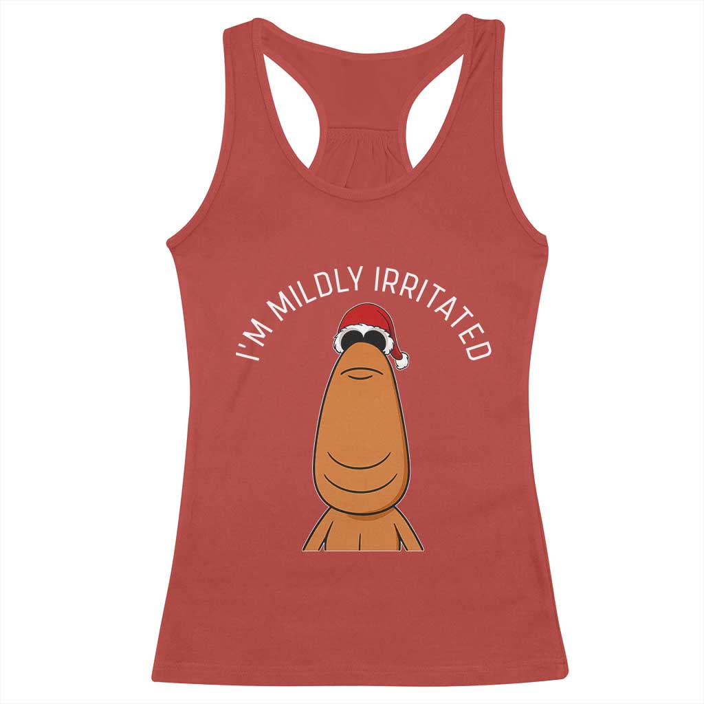 Marcus The Worm Christmas Meme Racerback Tank Top I Am Mildly Irritated TS14 Red Print Your Wear