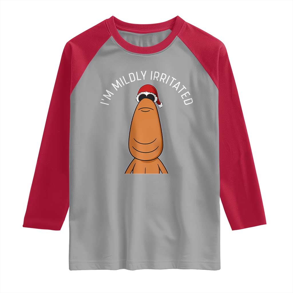 Marcus The Worm Christmas Meme Raglan Shirt I Am Mildly Irritated TS14 Sport Gray Red Print Your Wear