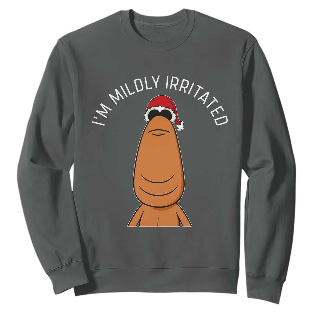 Marcus The Worm Christmas Meme Sweatshirt I Am Mildly Irritated TS14 Dark Heather Print Your Wear