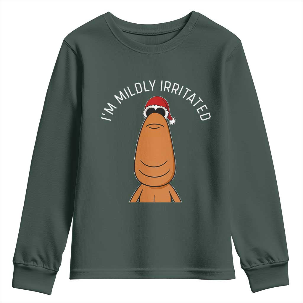 Marcus The Worm Christmas Meme Youth Sweatshirt I Am Mildly Irritated TS14 Dark Forest Green Print Your Wear