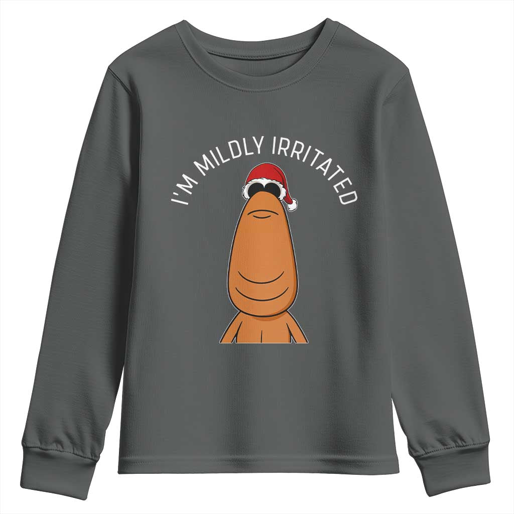 Marcus The Worm Christmas Meme Youth Sweatshirt I Am Mildly Irritated TS14 Dark Heather Print Your Wear
