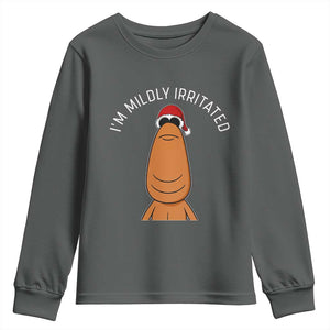 Marcus The Worm Christmas Meme Youth Sweatshirt I Am Mildly Irritated TS14 Dark Heather Print Your Wear