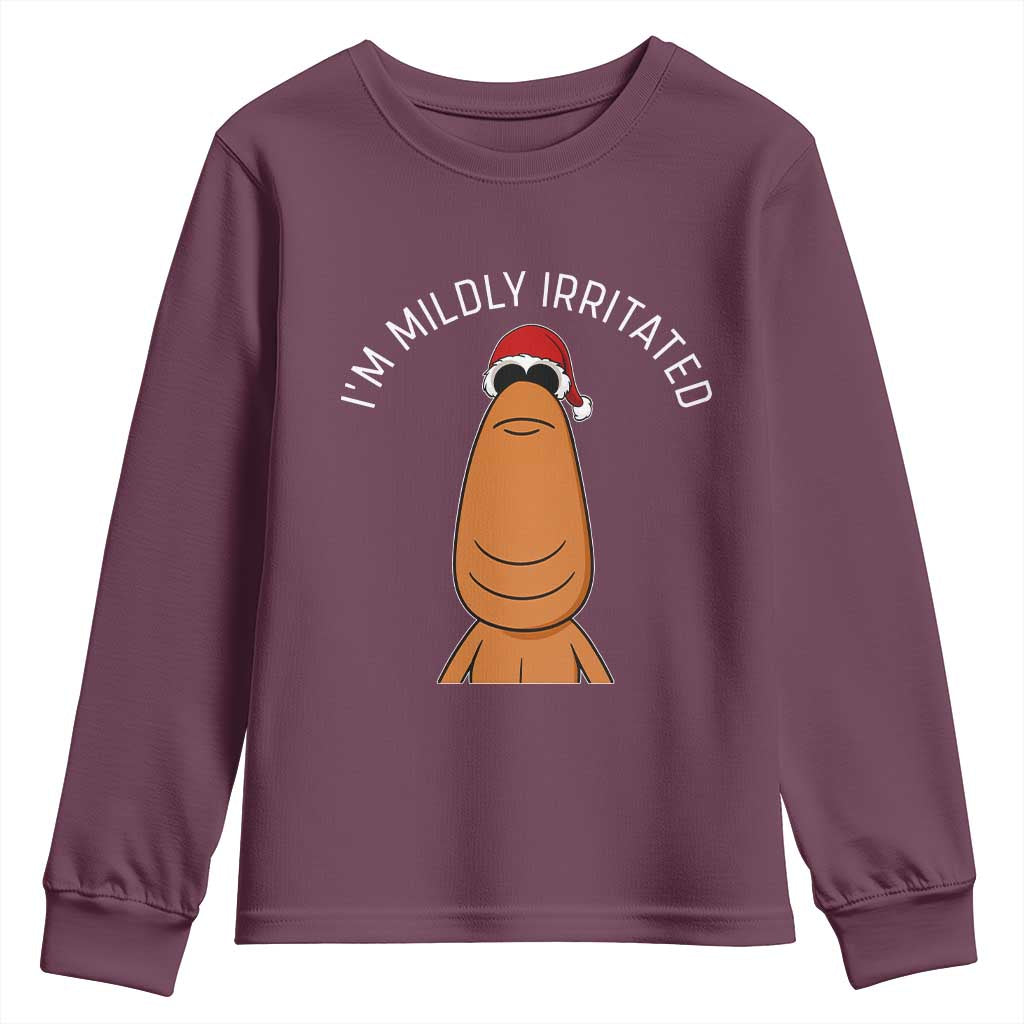 Marcus The Worm Christmas Meme Youth Sweatshirt I Am Mildly Irritated TS14 Maroon Print Your Wear