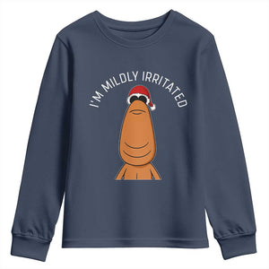Marcus The Worm Christmas Meme Youth Sweatshirt I Am Mildly Irritated TS14 Navy Print Your Wear