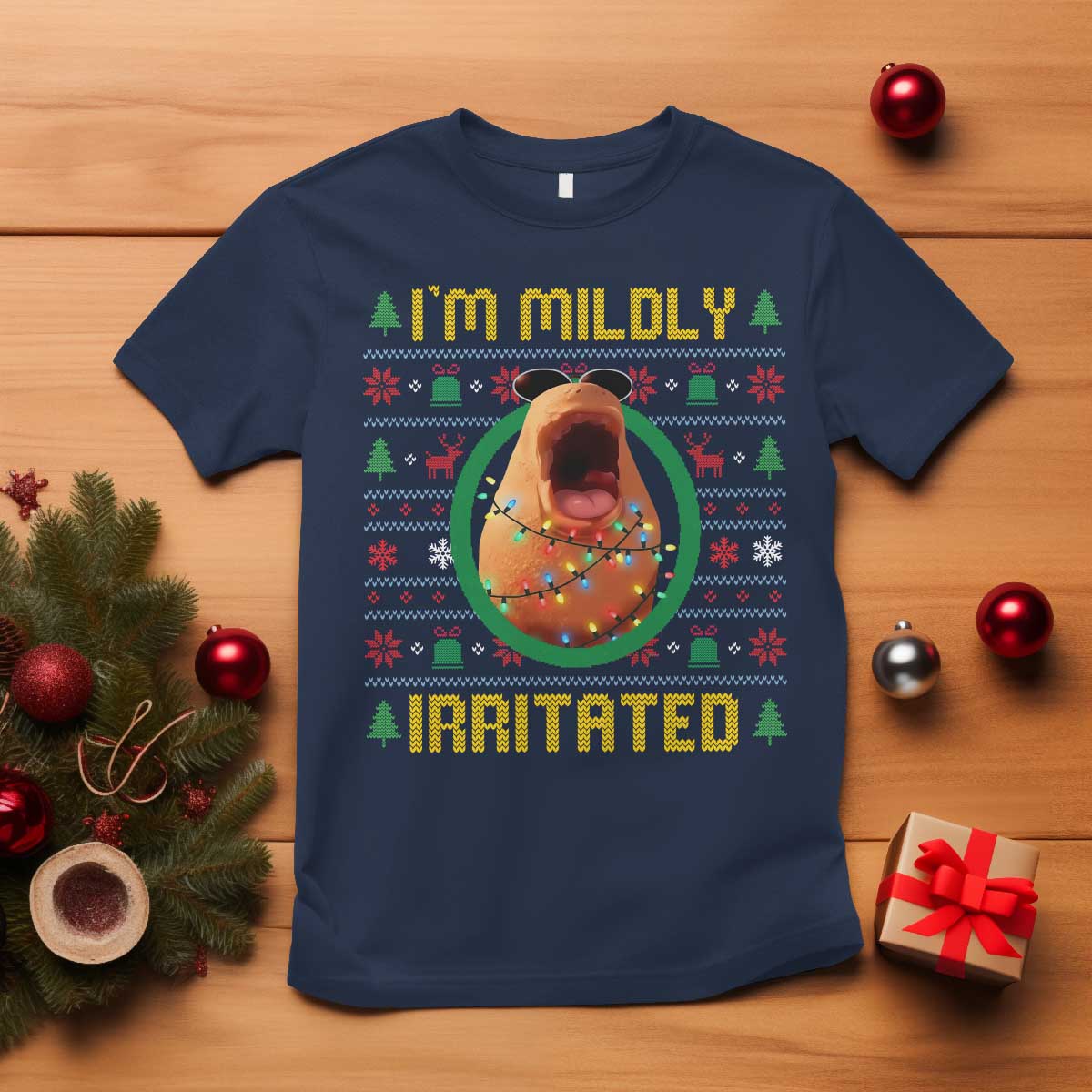 Marcus The Worm Christmas Meme T Shirt Funny Brain Rot Xmas TS14 Navy Print Your Wear
