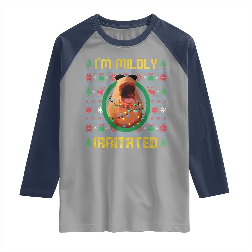 Marcus The Worm Christmas Meme Raglan Shirt Funny Brain Rot Xmas TS14 Sport Gray Navy Print Your Wear