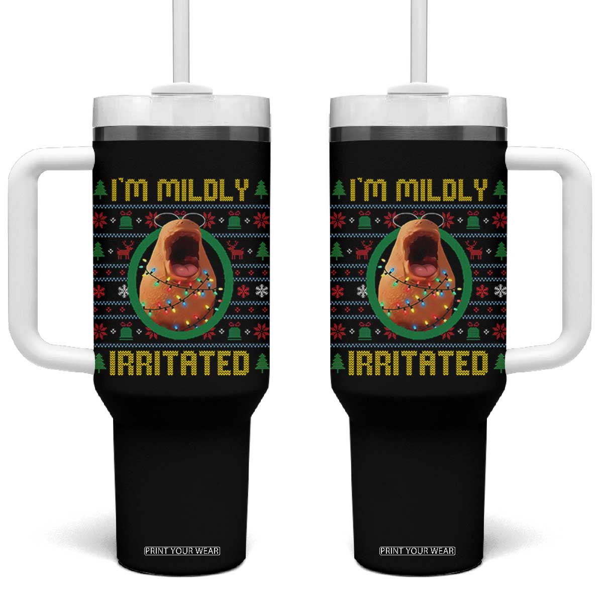 Marcus The Worm Christmas Meme Tumbler With Handle Funny Brain Rot Xmas TS14 One Size: 40 oz Black Print Your Wear