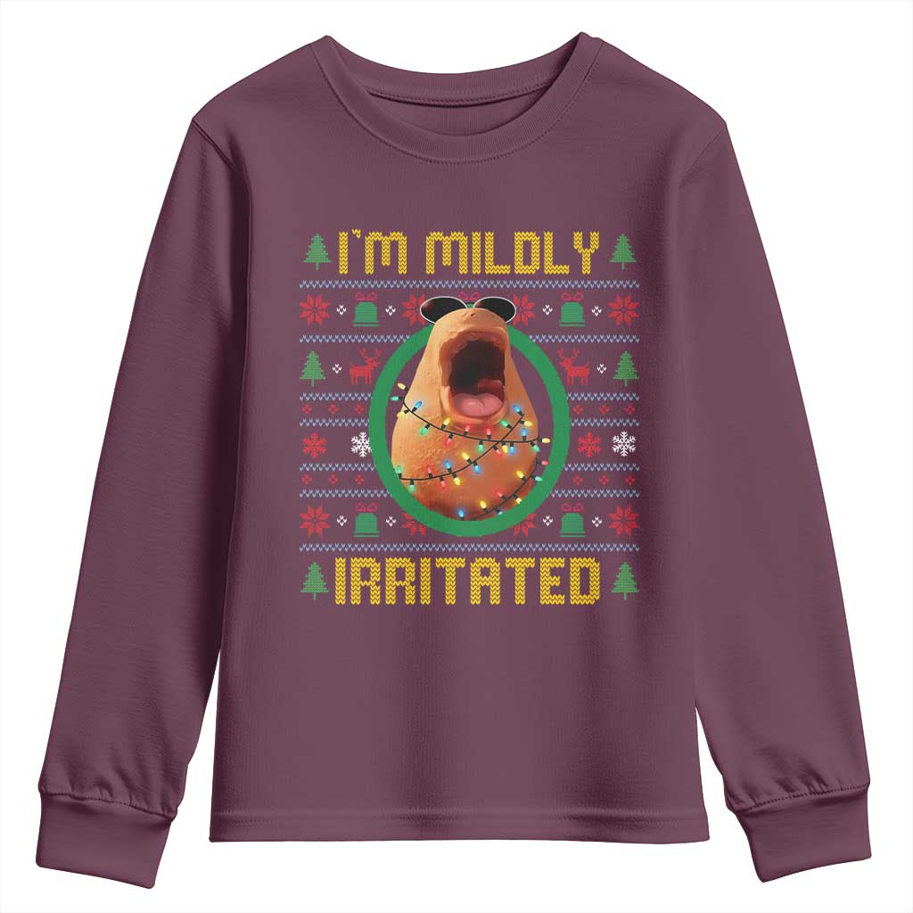 Marcus The Worm Christmas Meme Youth Sweatshirt Funny Brain Rot Xmas TS14 Maroon Print Your Wear