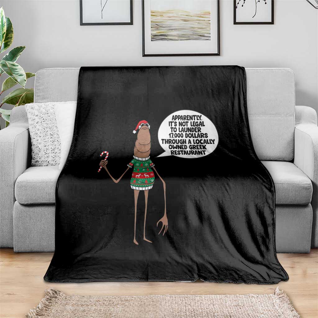Marcus The Worm Christmas Meme Throw Blanket Locally Owned Greek Restaurant TS14 Print Your Wear