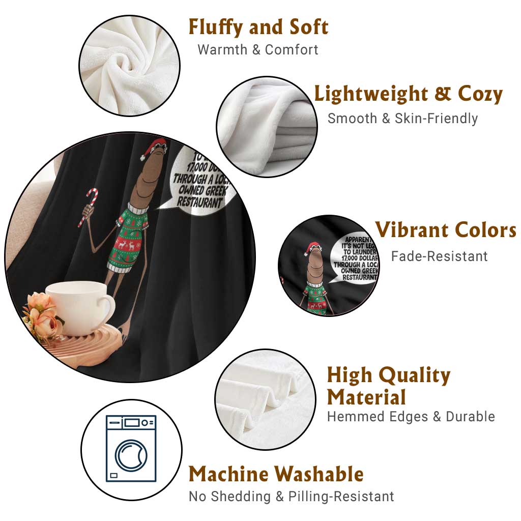 Marcus The Worm Christmas Meme Throw Blanket Locally Owned Greek Restaurant TS14 Print Your Wear