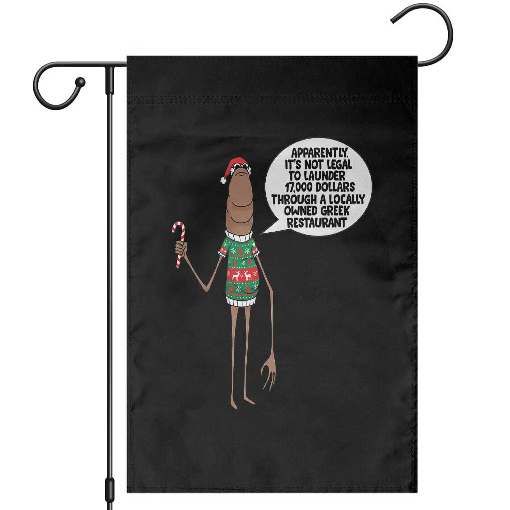 Marcus The Worm Christmas Meme Garden Flag Locally Owned Greek Restaurant TS14 Black Print Your Wear
