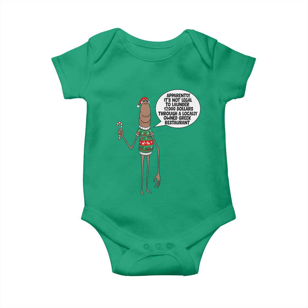 Marcus The Worm Christmas Meme Baby Onesie Locally Owned Greek Restaurant TS14 Irish Green Print Your Wear