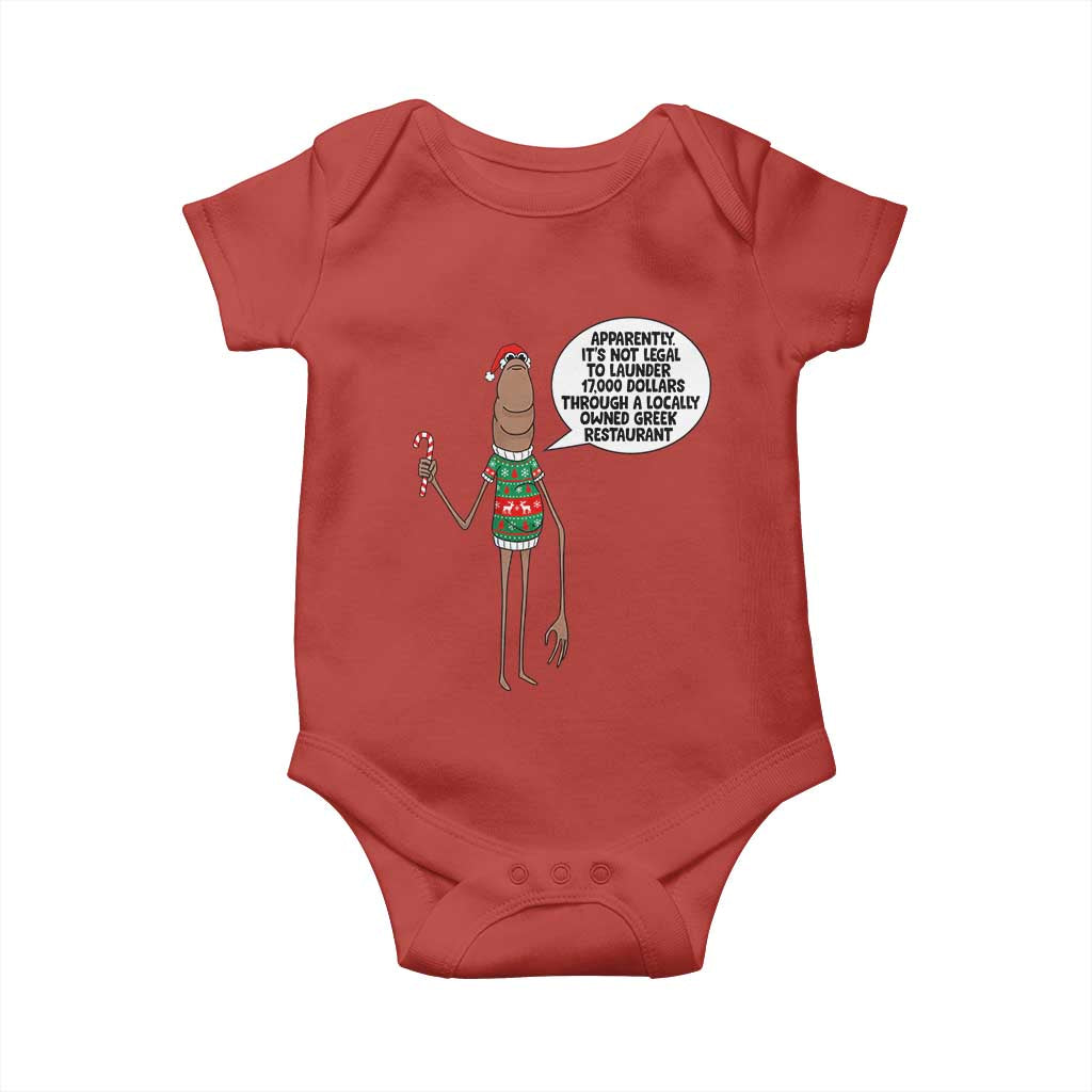 Marcus The Worm Christmas Meme Baby Onesie Locally Owned Greek Restaurant TS14 Red Print Your Wear