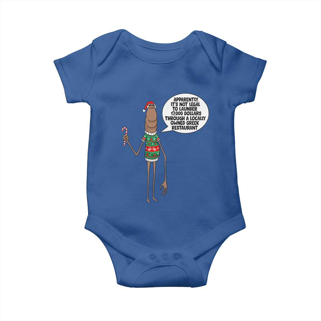Marcus The Worm Christmas Meme Baby Onesie Locally Owned Greek Restaurant TS14 Royal Blue Print Your Wear