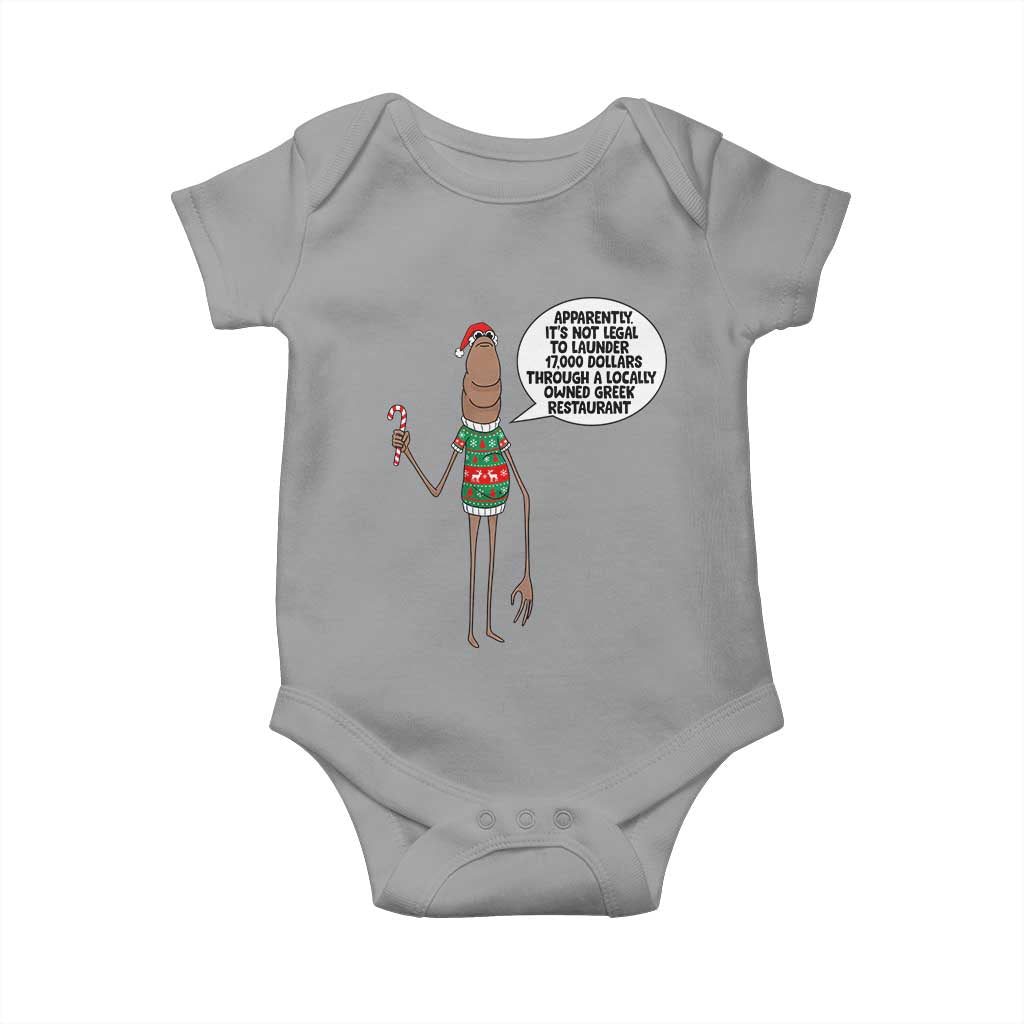 Marcus The Worm Christmas Meme Baby Onesie Locally Owned Greek Restaurant TS14 Sport Gray Print Your Wear