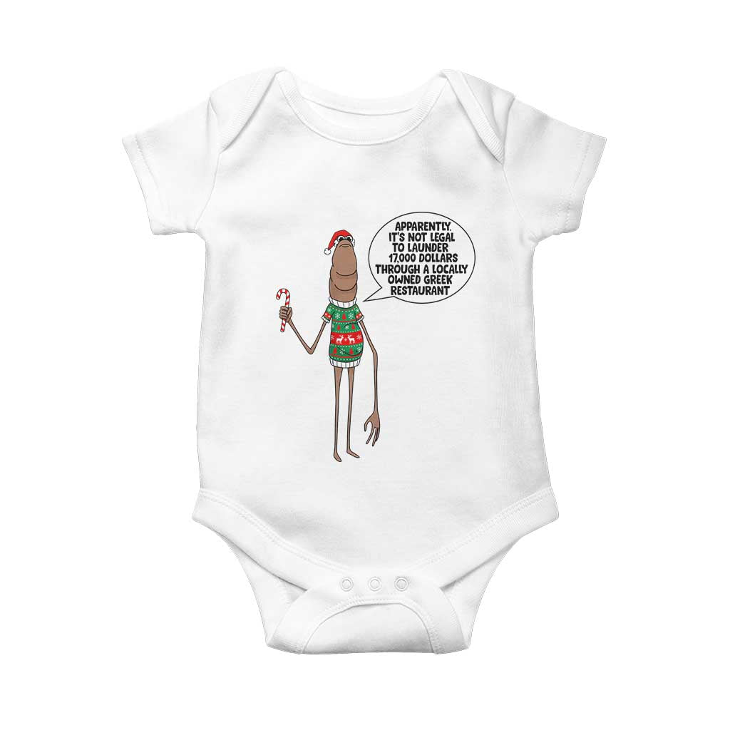 Marcus The Worm Christmas Meme Baby Onesie Locally Owned Greek Restaurant TS14 White Print Your Wear