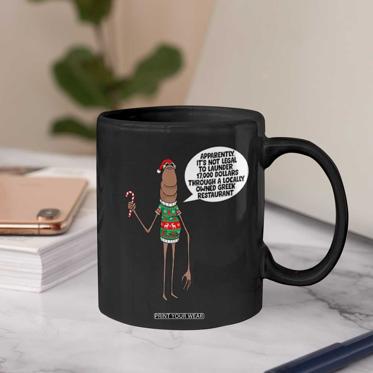 Marcus The Worm Christmas Meme Coffee Mug Locally Owned Greek Restaurant TS14 Print Your Wear